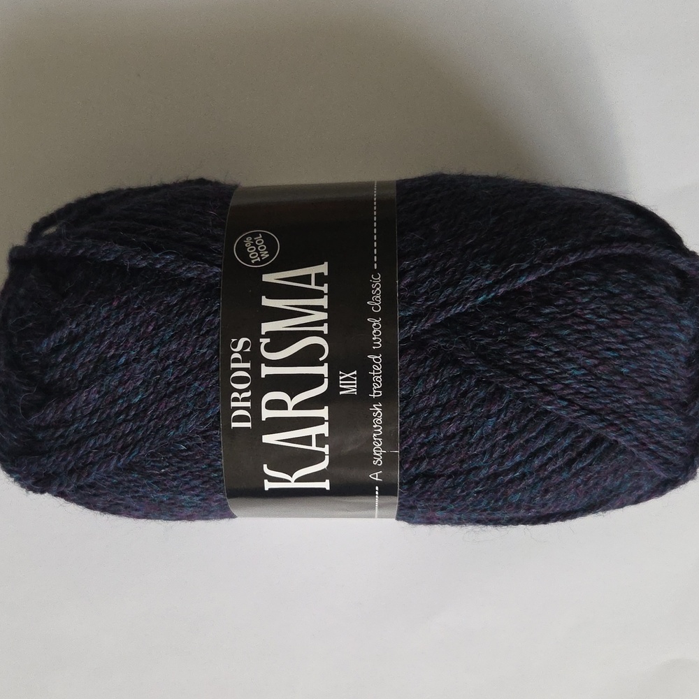Lot Of 7 Drops Karisma 100% Wool Yarn. Dk Blue With Specks Of Purple.